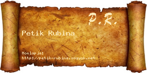 Petik Rubina névjegykártya